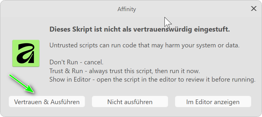 Rückfrage beim ersten Start