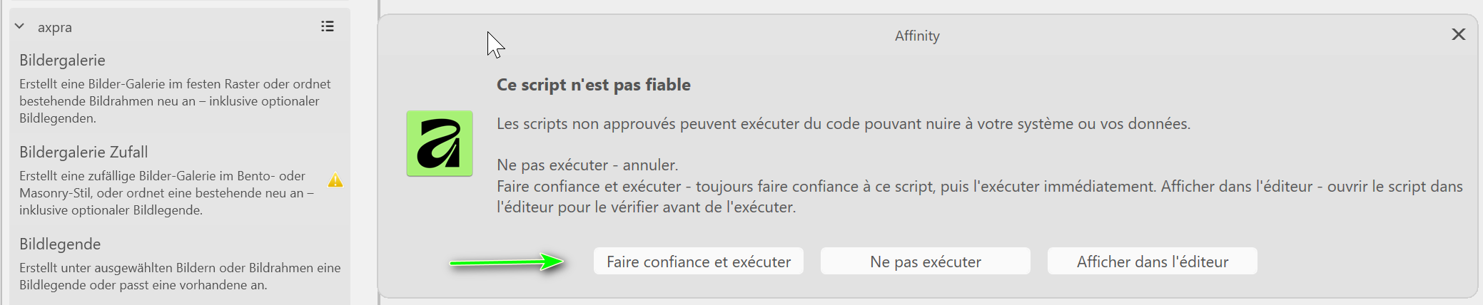 Question lors de la première exécution
